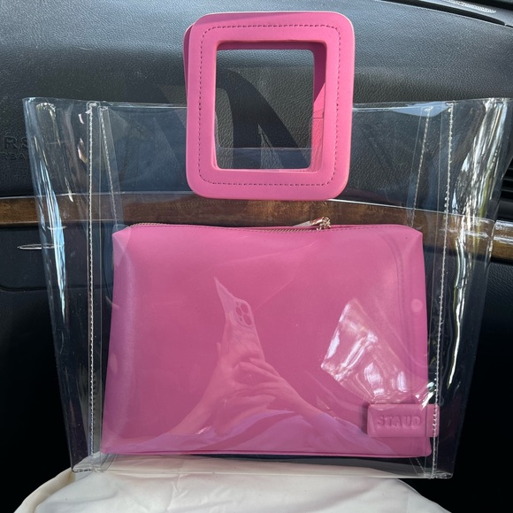 NEW STAUD pink pvc and leather medium Shirley bag - Picture 4 of 8